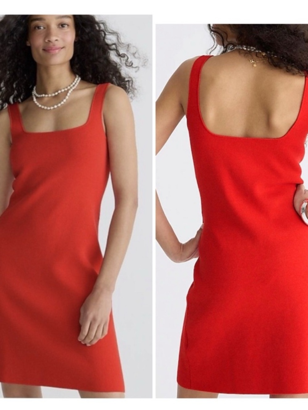 J. Crew Bold Red Square Neck Mini Dress